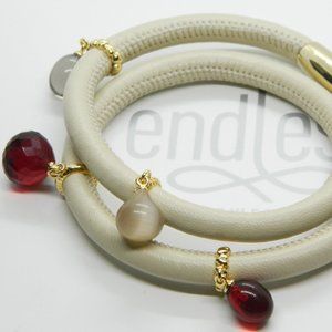 ENDLESS Nude Leather 925 Sterling 4 Charm Bracelet